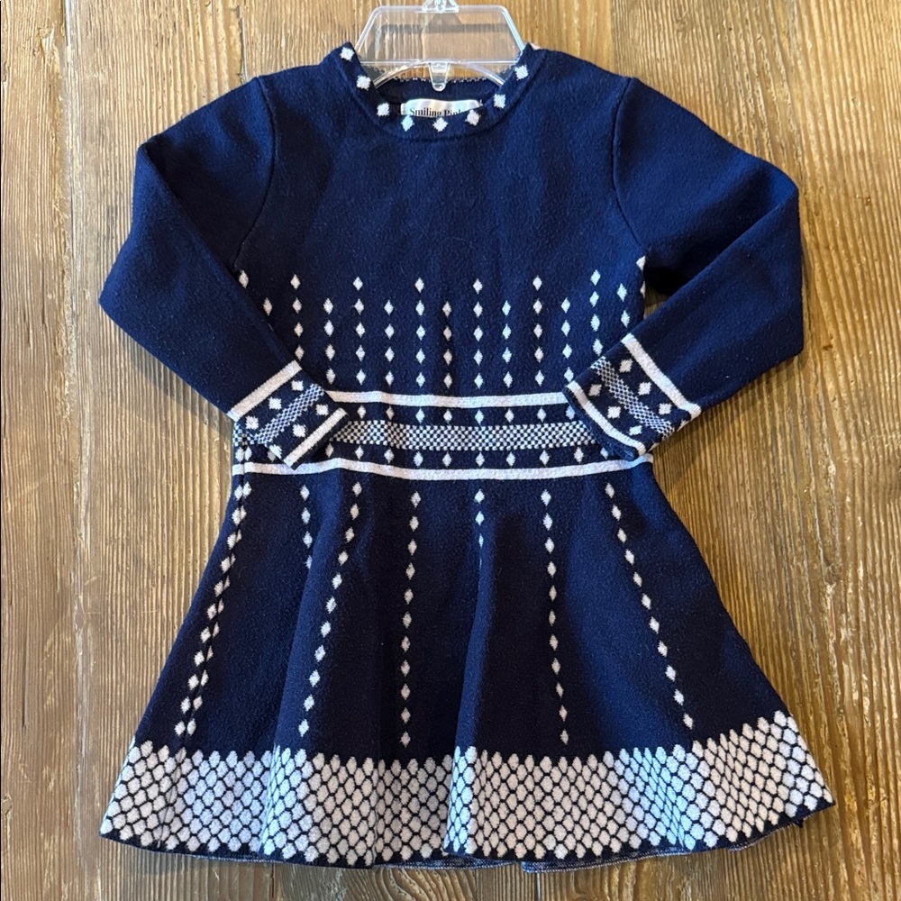 Elegant Navy and White Kids woven Dress